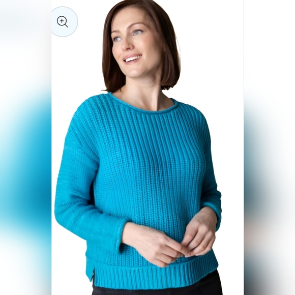 Habitat Women's Cotton Shaker Knit Crew Neck Blue Long Sleeve Sweater Size Small - Picture 1 of 13